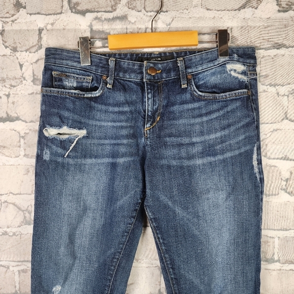 Joes Jeans Ex-Lover Destroyed Distressed Cropped Medium Blue Gemma Wash Size 30 - Picture 6 of 16